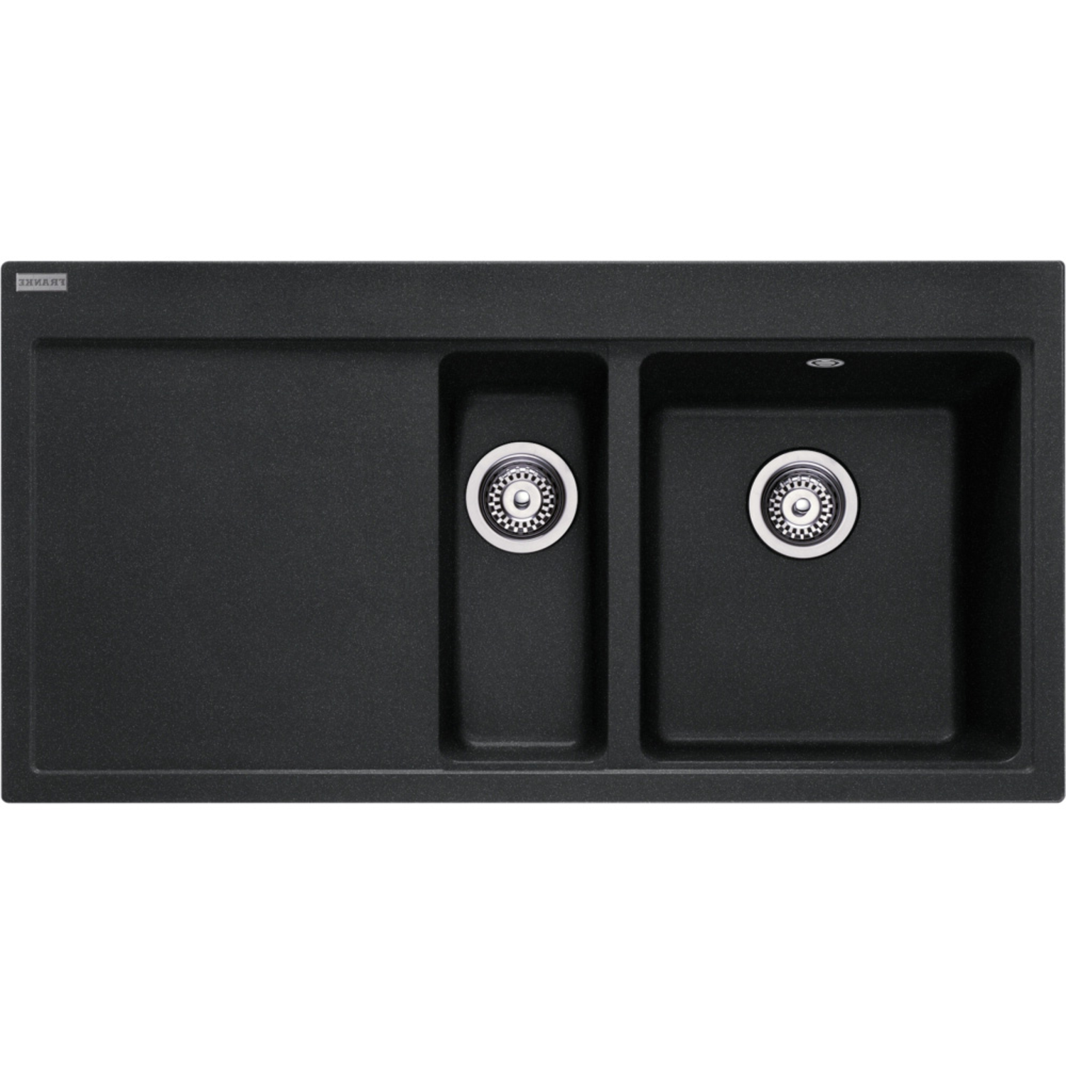 Mythos - Inbouwspoeltafel / 1000 x 515 mm / 1+1/2 bak / Onyx / Druipblad links